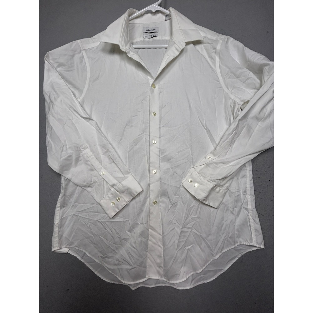 Calvin Klein Shirt 100% Cotton White Size 16.5 32/33 Mens